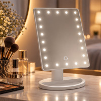 Настольное зеркало для макияжа Large Led Mirror с квадратной формой и LED подсветкой, обычное и увеличивающее