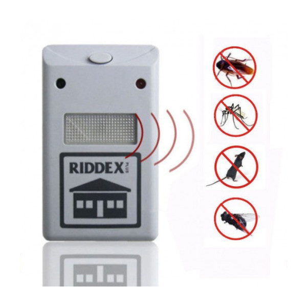Ультразвуковой отпугиватель насекомых и грызунов Riddex Белый радиус 200 м для помещений от сети 220 В