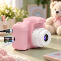 Детская цифровая фотокамера TOPA с 2.0-дюймовым дисплеем и функцией записи видео розового цвета
