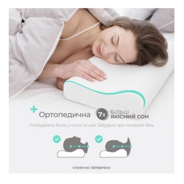 Ортопедическая анатомическая подушка для сна Memory Pillow с эффектом памяти, гипоаллергенная