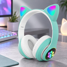Беспроводные Bluetooth наушники с кошачьими ушками и LED подсветкой Cat ear VIV-23M с креплением на голову и U