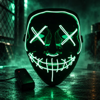 Неоновая маска Purge Mask Судная ночь ABC на батарейках для унисекс