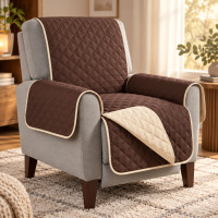 Двустороннее покрывало на кресло Dy Couch Coat коричневого цвета из искусственной шерсти