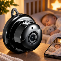 Миниатюрная WiFi IP камера видеонаблюдения V380 1080p с функцией видеоняни и ИК-подсветкой для внутреннего исп