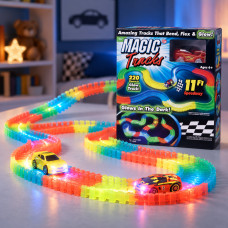 Гоночный светящийся автотрек Magic Tracks из 220 деталей с эффектами света для детей от 6 лет