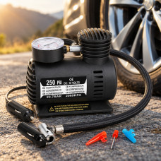 Электрический автомобильный насос Air Compressor DC-12V с манометром, 250 PSI, питание от прикуривателя