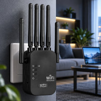 Репитер Wi-Fi для дома и квартиры с усилением сигнала и функцией точки доступа, питание от сети 220В