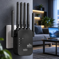 Репитер Wi-Fi для дома и квартиры с усилением сигнала и функцией точки доступа, питание от сети 220В