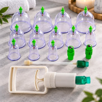 Вакуумные массажные антицеллюлитные банки с насосом Pull Out a Vacuum Apparatus KL, набор 12 шт