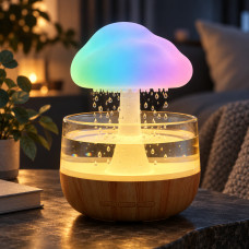 Ночник-увлажнитель с паровым эффектом дождя Cloud Rain Humidifier для дома и квартиры с электронным управление