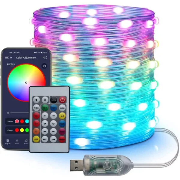 Лента светодиодная 5 м RGB Bluetooth гирлянда USB Dreamcolor