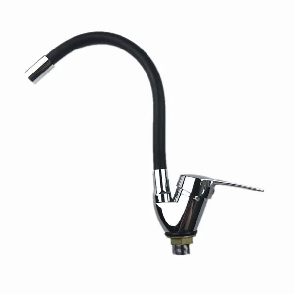 Кухонный смеситель Rubineta Flexy 33 BK с гибким изливом, черный с хромированными элементами