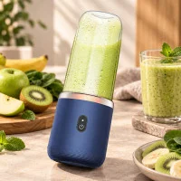 Портативный мини блендер аккумуляторный с USB для смузи и шейков, 6 лезвий, электронное управление